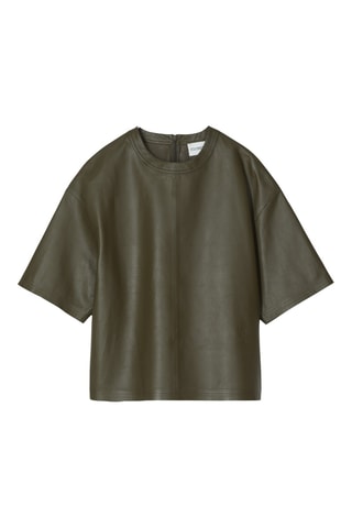 Camiseta regular fit de piel de cordero - Verde