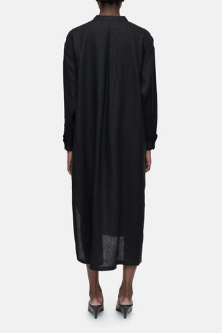 Vestido recto de lino - Negro