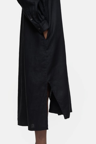 Vestido recto de lino - Negro