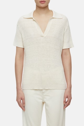 Polo relaxed fit de lino - Blanco