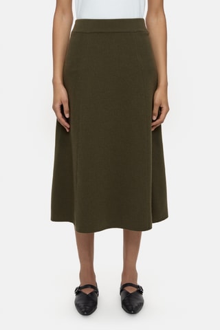 Falda midi de lana - Verde