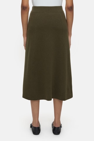 Falda midi de lana - Verde