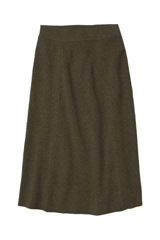 Falda midi de lana - Verde