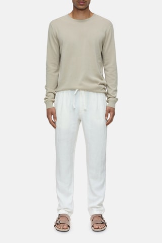 Pantalón tapered de lino - Blanco