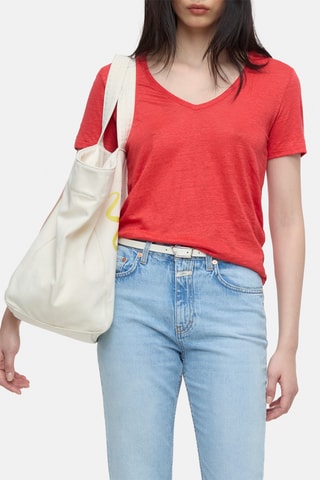 Camiseta slim fit de lino - Azul