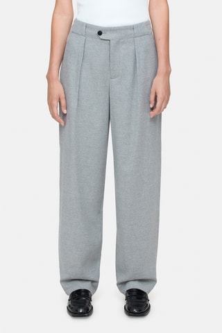 Pantalón straight de lana - Gris oscuro