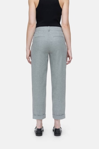 Pantalon straight en laine taille haute - Gris clair