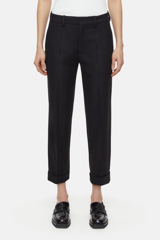 Pantalón straight de lana de tiro alto - Negro