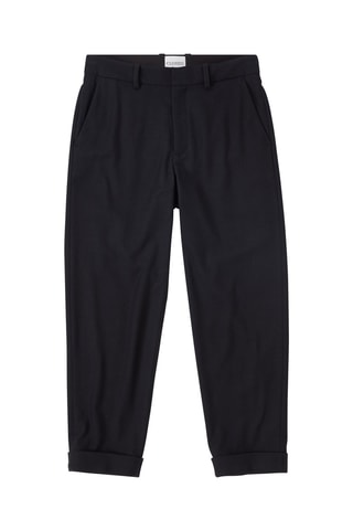 Pantalón straight de lana de tiro alto - Negro