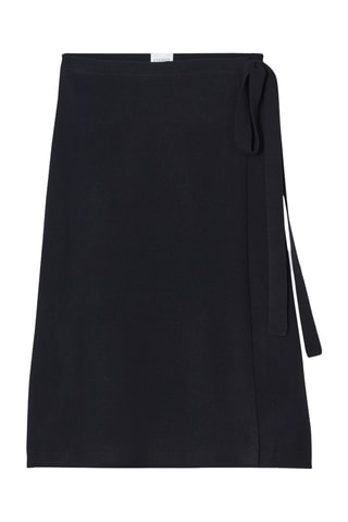 Falda recta de lana merino - Negro
