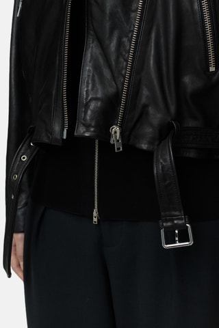 Chaqueta corta de piel - Negro