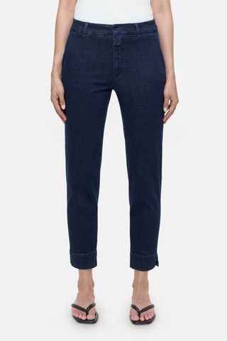 Vaquero slim 7/8 de algodón orgánico - Azul oscuro