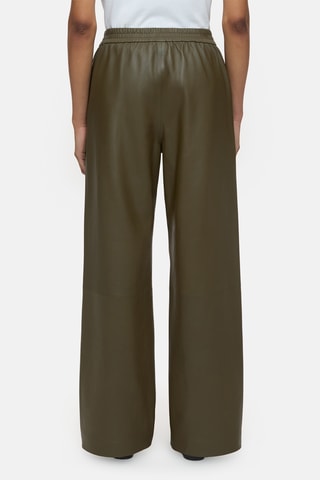 Pantalón straight de piel de cordero - Verde