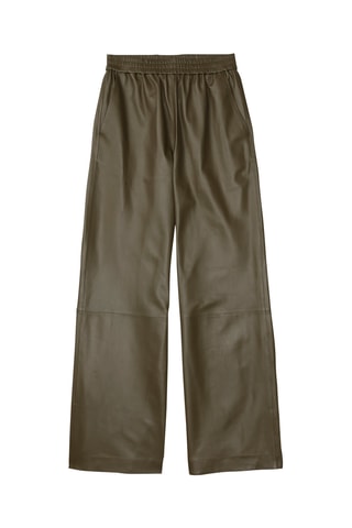 Pantalón straight de piel de cordero - Verde
