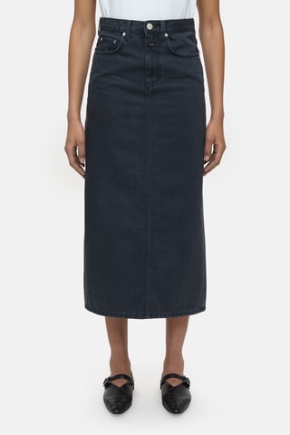 Falda midi vaquera de algodón orgánico - Gris oscuro