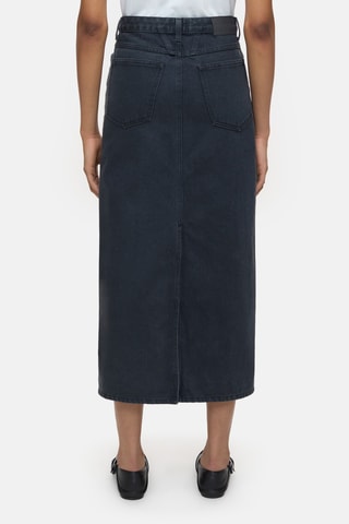 Falda midi vaquera de algodón orgánico - Gris oscuro