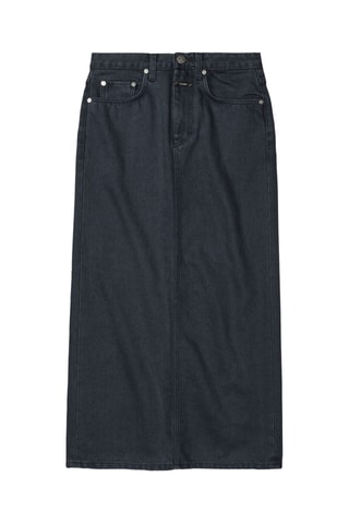 Falda midi vaquera de algodón orgánico - Gris oscuro