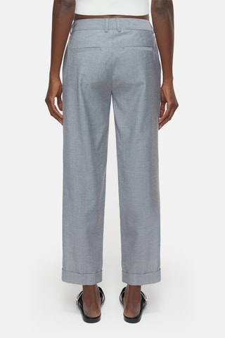 Pantalón straight de lana virgen de tiro alto - Gris