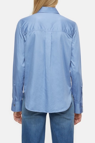 Camisa regular fit de satén de algodón - Azul