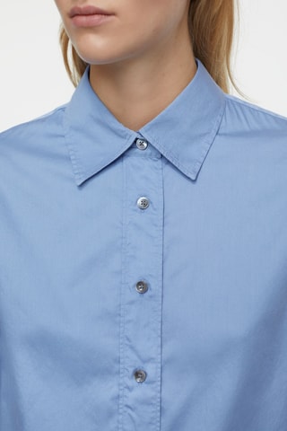 Camisa regular fit de satén de algodón - Azul