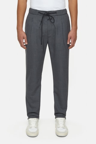Pantalón regular fit de lana - Gris oscuro
