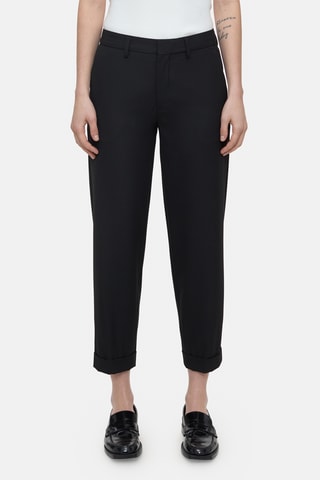 Pantalón straight de tiro alto - Gris oscuro