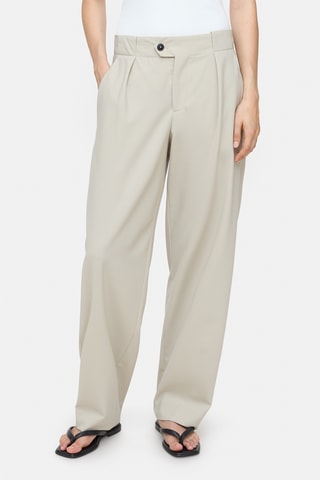 Pantalón straight de lana virgen - Topo
