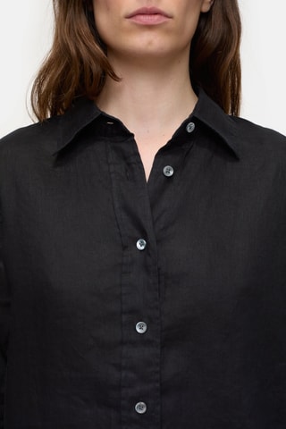 Camisa regular fit de lino - Negro