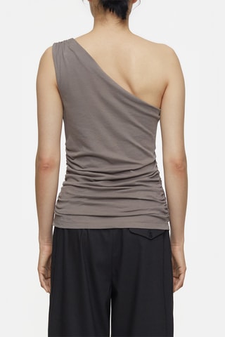 Top asymétrique en coton biologique - Gris