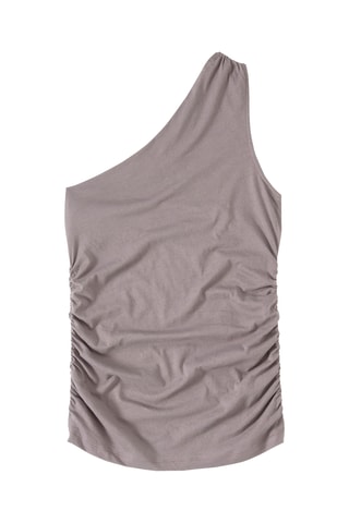 Top asymétrique en coton biologique - Gris