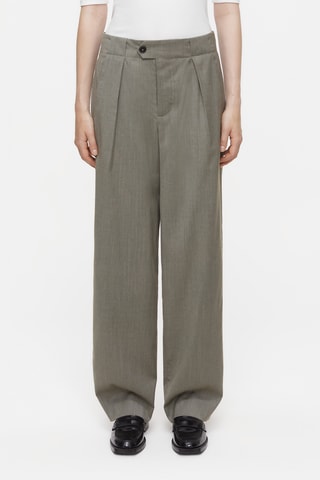 Pantaloni straight in lana vergine - Taupe