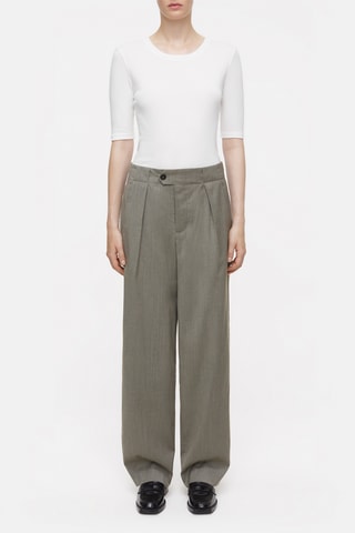 Pantaloni straight in lana vergine - Taupe