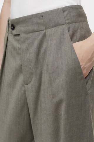 Pantaloni straight in lana vergine - Taupe