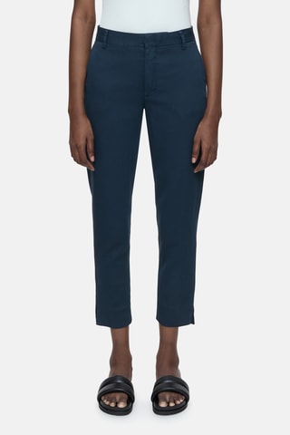 Pantalón slim de lino - Azul marino