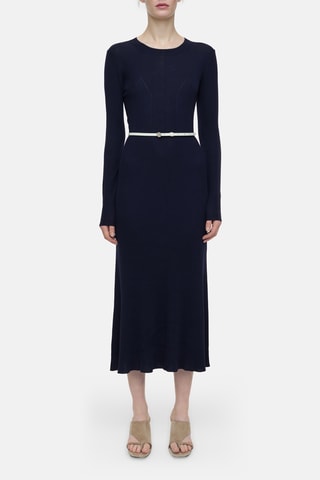 Vestido jersey de lana - Negro