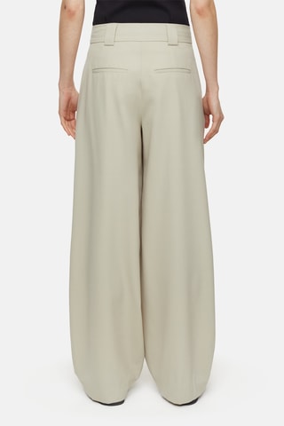 Pantalón wide leg de lana virgen - Crudo
