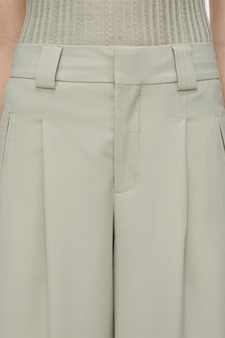 Pantalón wide leg de lana virgen - Crudo