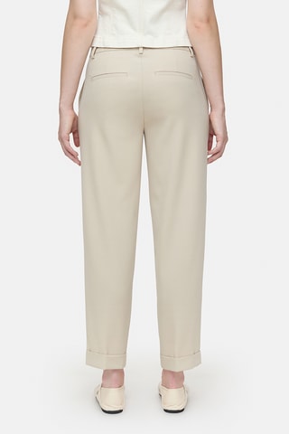 Pantalón straight de lana virgen de tiro alto - Blanco