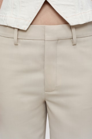 Pantalón straight de lana virgen de tiro alto - Blanco