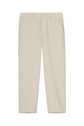 Pantalón straight de lana virgen de tiro alto - Blanco