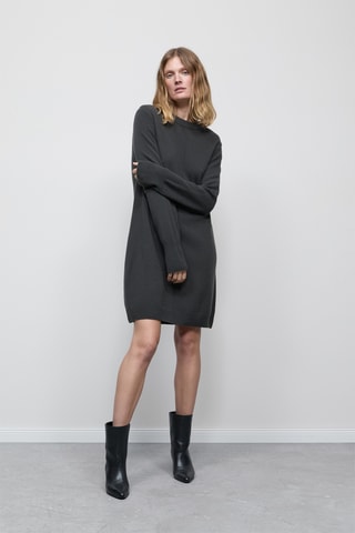 Vestido recto de lana merino - Blanco