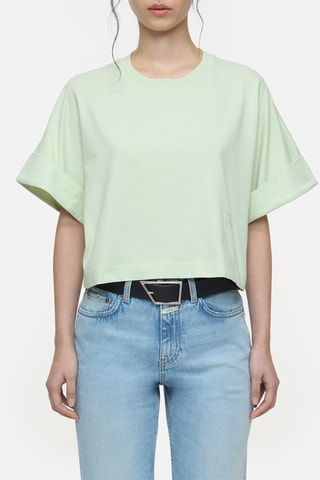Camiseta cropped de algodón orgánico - Verde claro