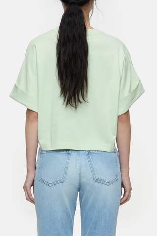 Camiseta cropped de algodón orgánico - Verde claro