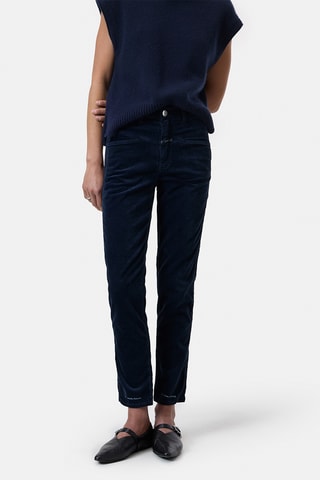 Pantalón tapered de pana de tiro alto - Negro