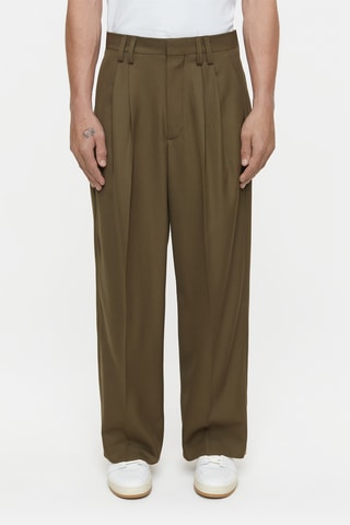 Pantalón wide leg de lana virgen - Azul marino