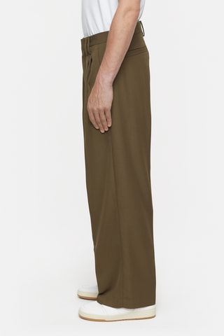 Pantalón wide leg de lana virgen - Azul marino