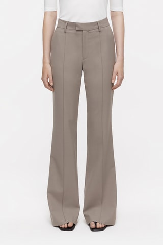 Pantalón flare de lana virgen - Topo