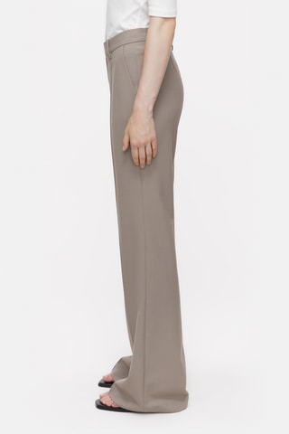Pantalón flare de lana virgen - Topo