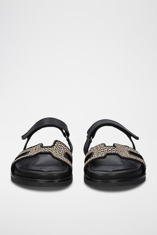 Mules en cuir - Beige et noir