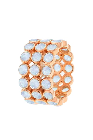 Anillo - Plata chapada en oro rosa y piedras de luna